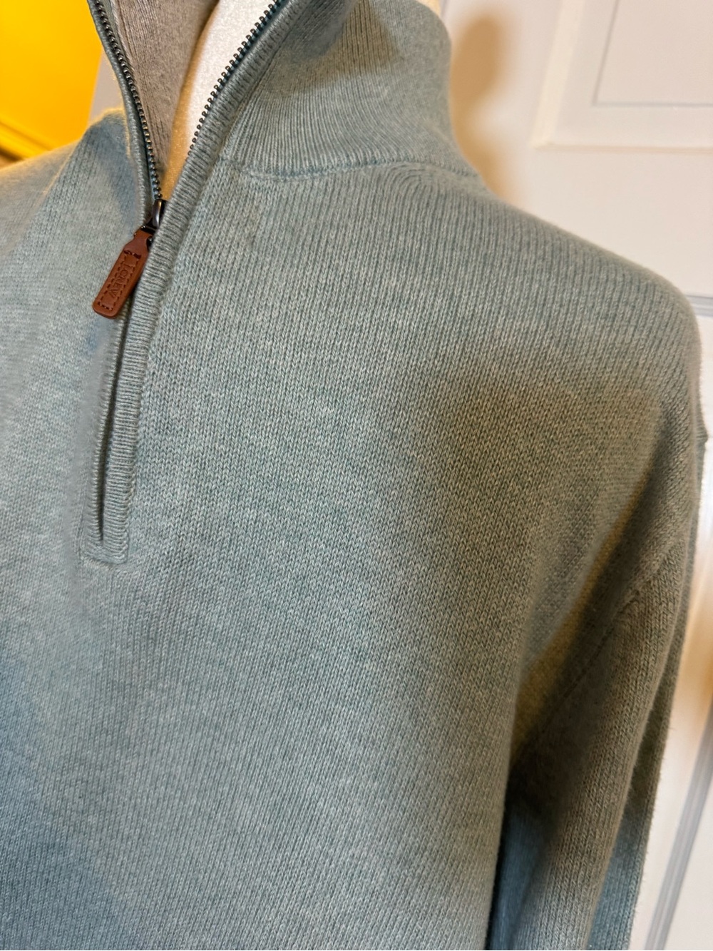 J. Crew Men's quarter Zip Sweater in Sage Green large like new